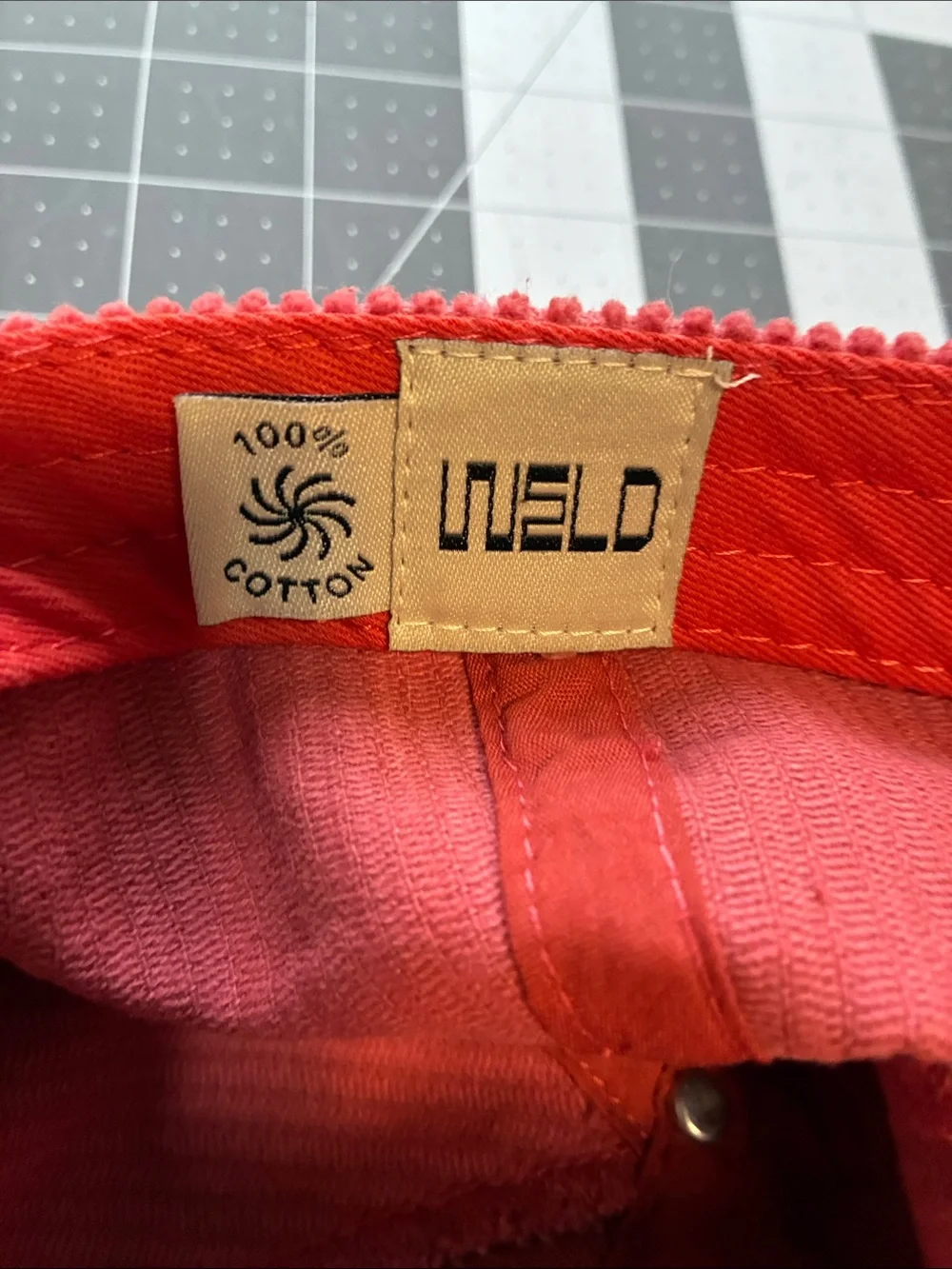 A Apostrophe , Corduroy Baseball Cap in Rust Red with White 'A'  , 100 cotton